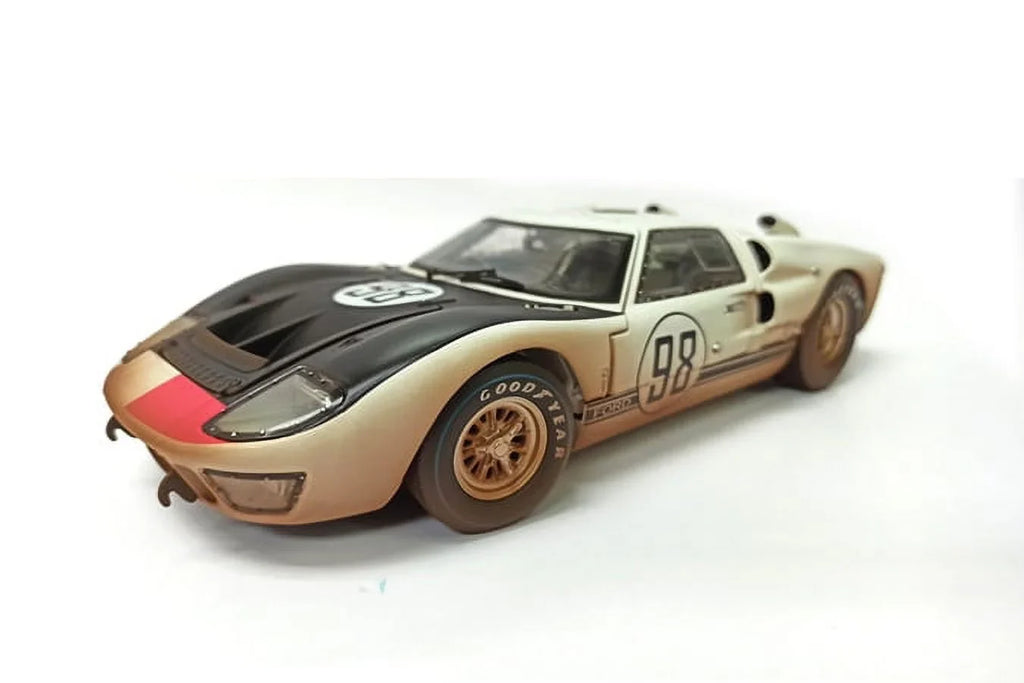 Diecast Car w/Display Case - 1966 Ford -40   #98 After Race (Dirty Version), White - Shelby Collectibles  - 1/18 scale Diecast Model Toy Car