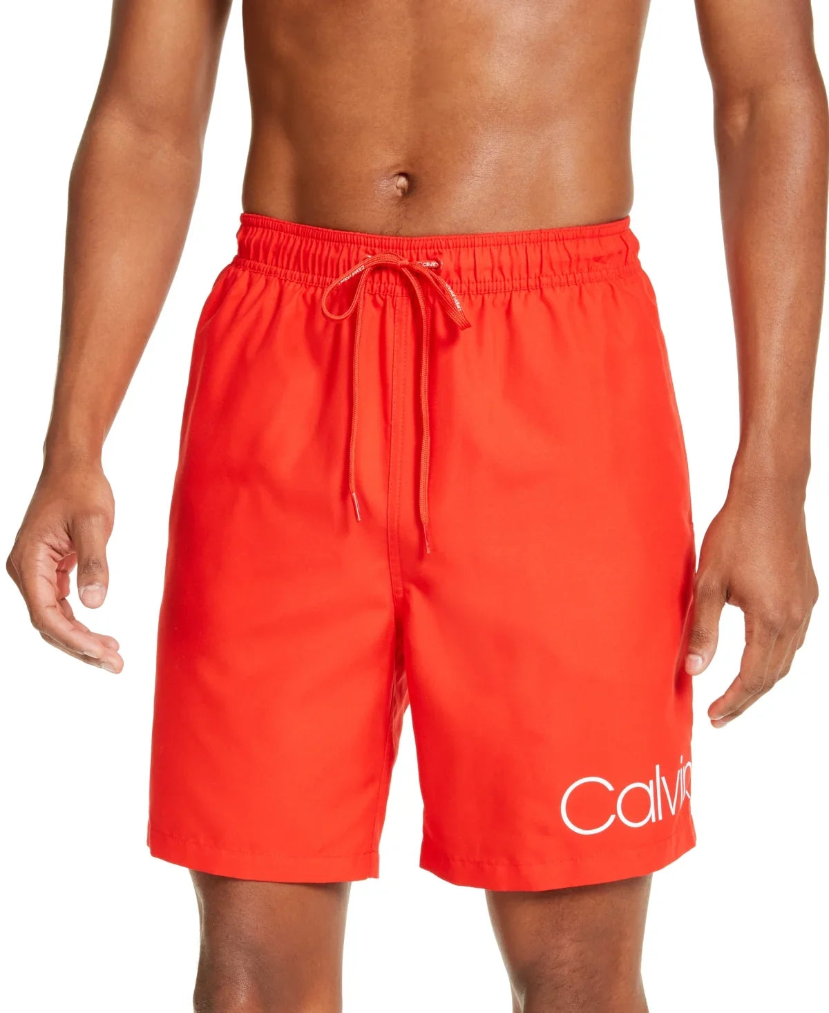 Calvin Klein Mens Logo Swim Shorts Red