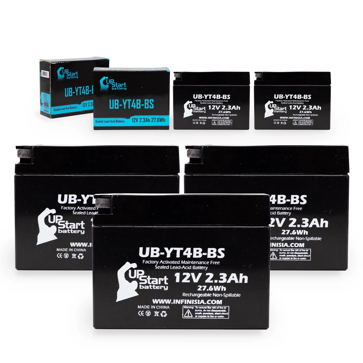 5-Pack UpStart Battery Replacement for 2005 Yamaha  400CC Factory Activated, Maintenance Free, Motorcycle Battery - 12V, 2.3Ah, --
