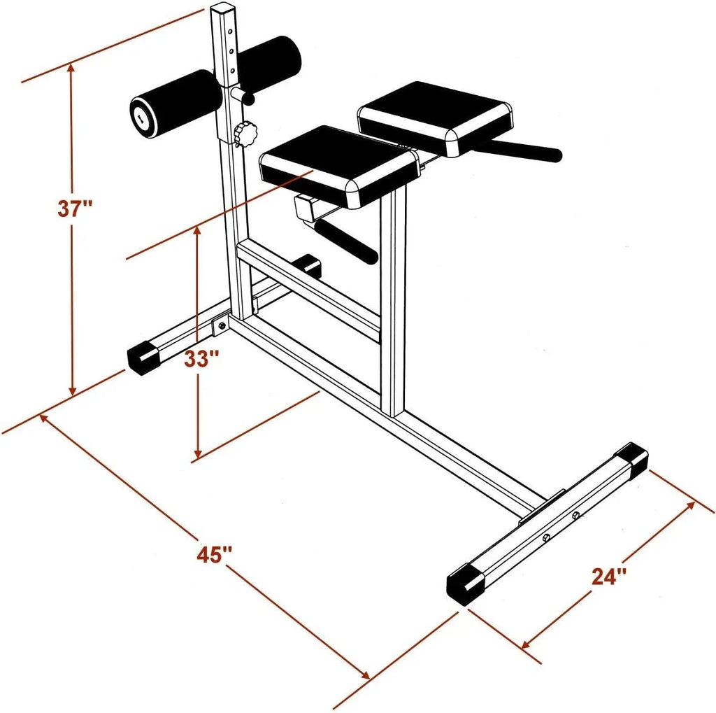 Hyperextension Bench Chair – 400  Capacity – Fully Adjustable Hyper Extension Back Exercise Fitness Station For Strength Training By
