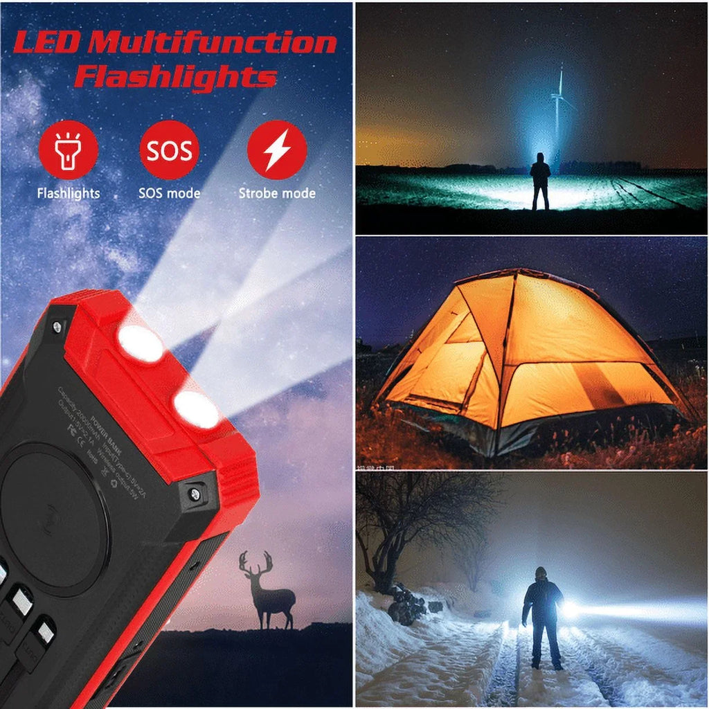 Solar Power Bank 20000mAh Built-in 4 Cables Qi Wireless Charger For Ulefone Armor 9 with  Flashlight Solar Portable External Battery  Waterproof 15W 5V/3A   Port 6 Outputs 3 Inputs