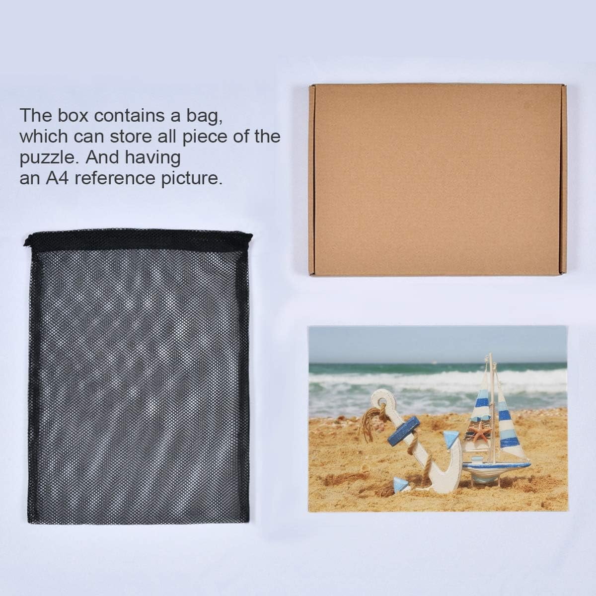 Wellsay Anchor Sailvessel Starfish On Beach Sand Tropical Summer Sea and Ocean Horizon Jigsaw Puzzles 500 Pieces Puzzle for Adults Kids  Gift