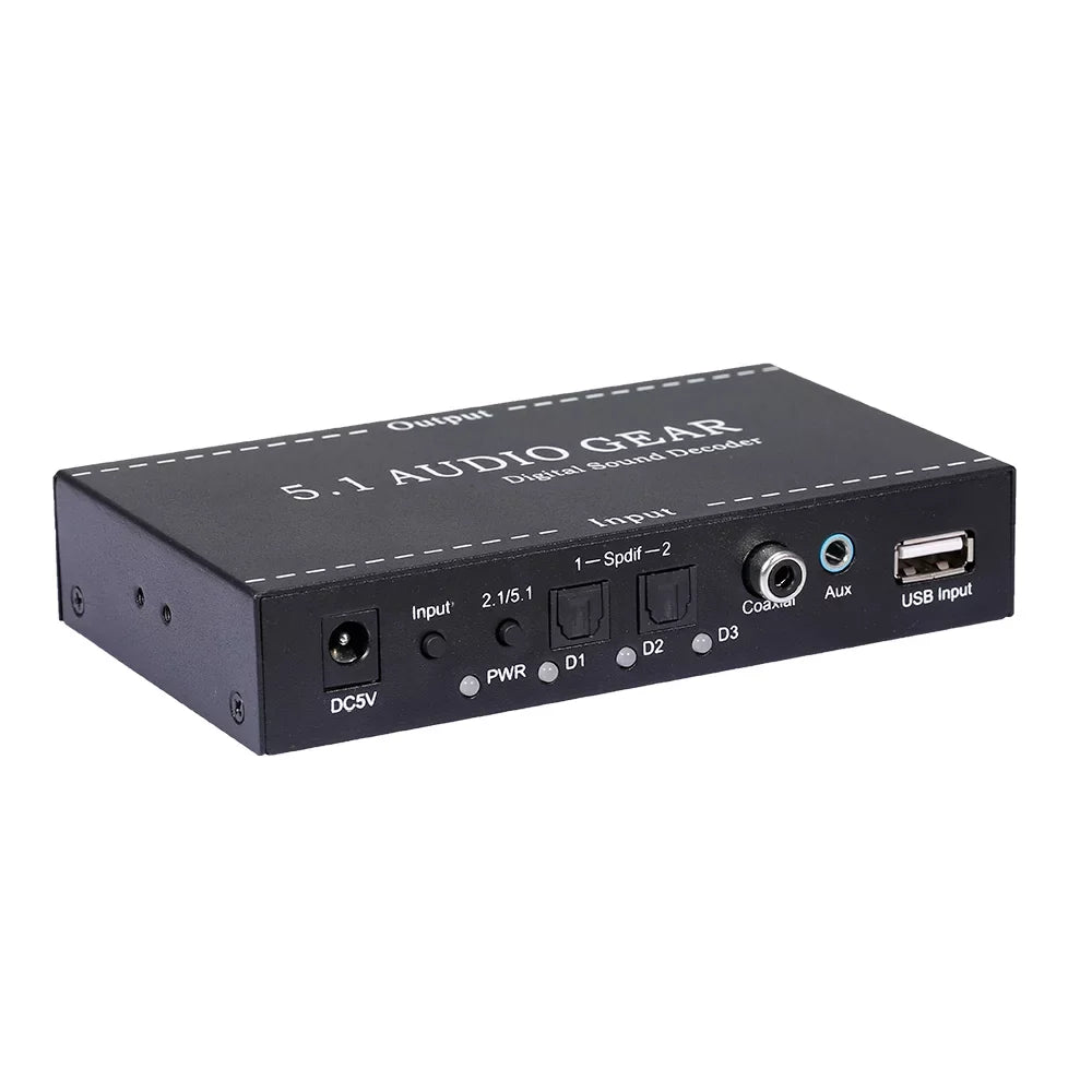 Anself - 5.1 Audio Gear Digital Sound Decoder Audio Converter 3.5mm Audio Output Replacement for Dolby Digital -3 Plug
