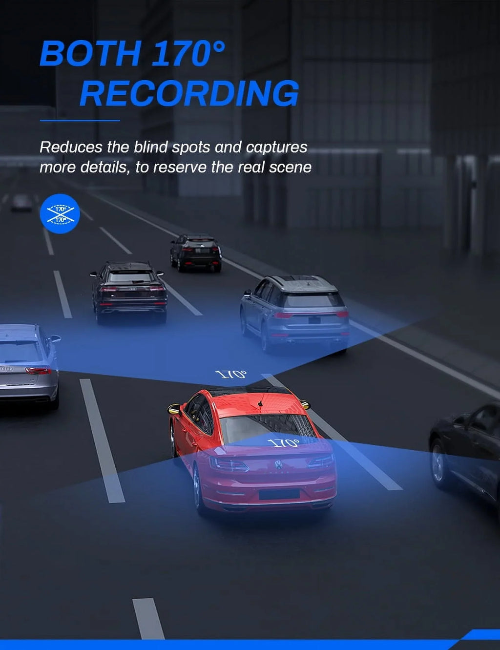 Dash Cam Front and Rear, Crosstour Dash Camera for Cars 2.5K , 3 inch  Screen Magnetic Dashboard Recorder 170° Backup Camera