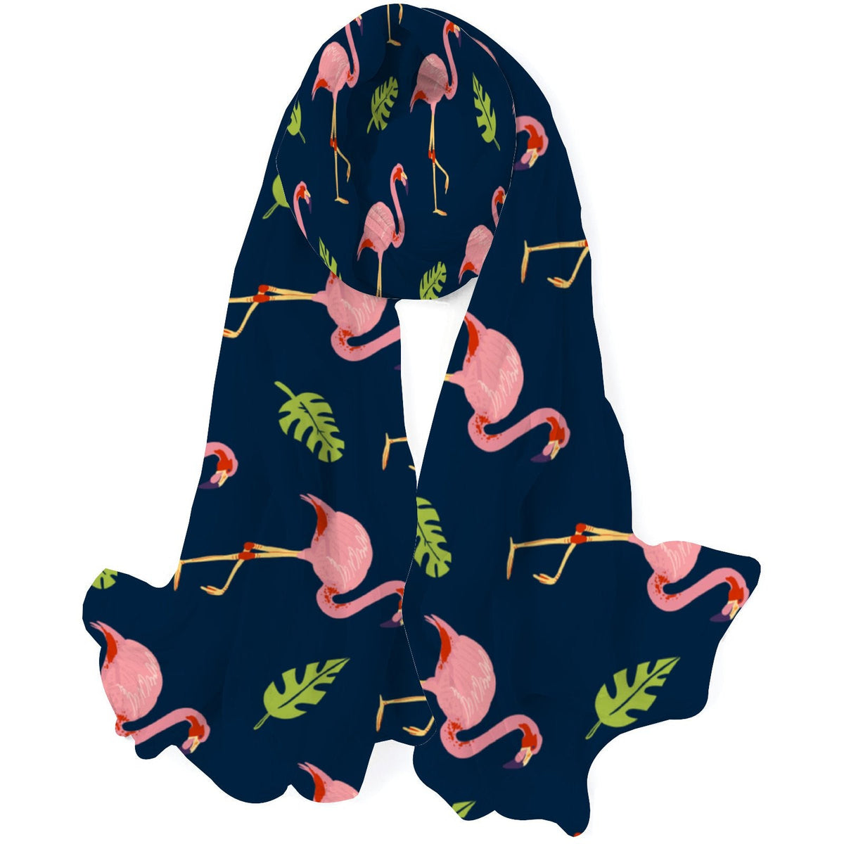 Flamingo Birds Silk Long Scarf for Women Large Oblong Sunscreen Shawls Wraps Neck Headscarf Hair Wraps Gift Packed
