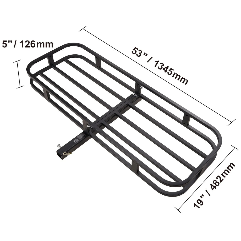 Hitch Mount Cargo Carrier 500lb 53x19x5 in & Cargo Net Fits 2" Receiver