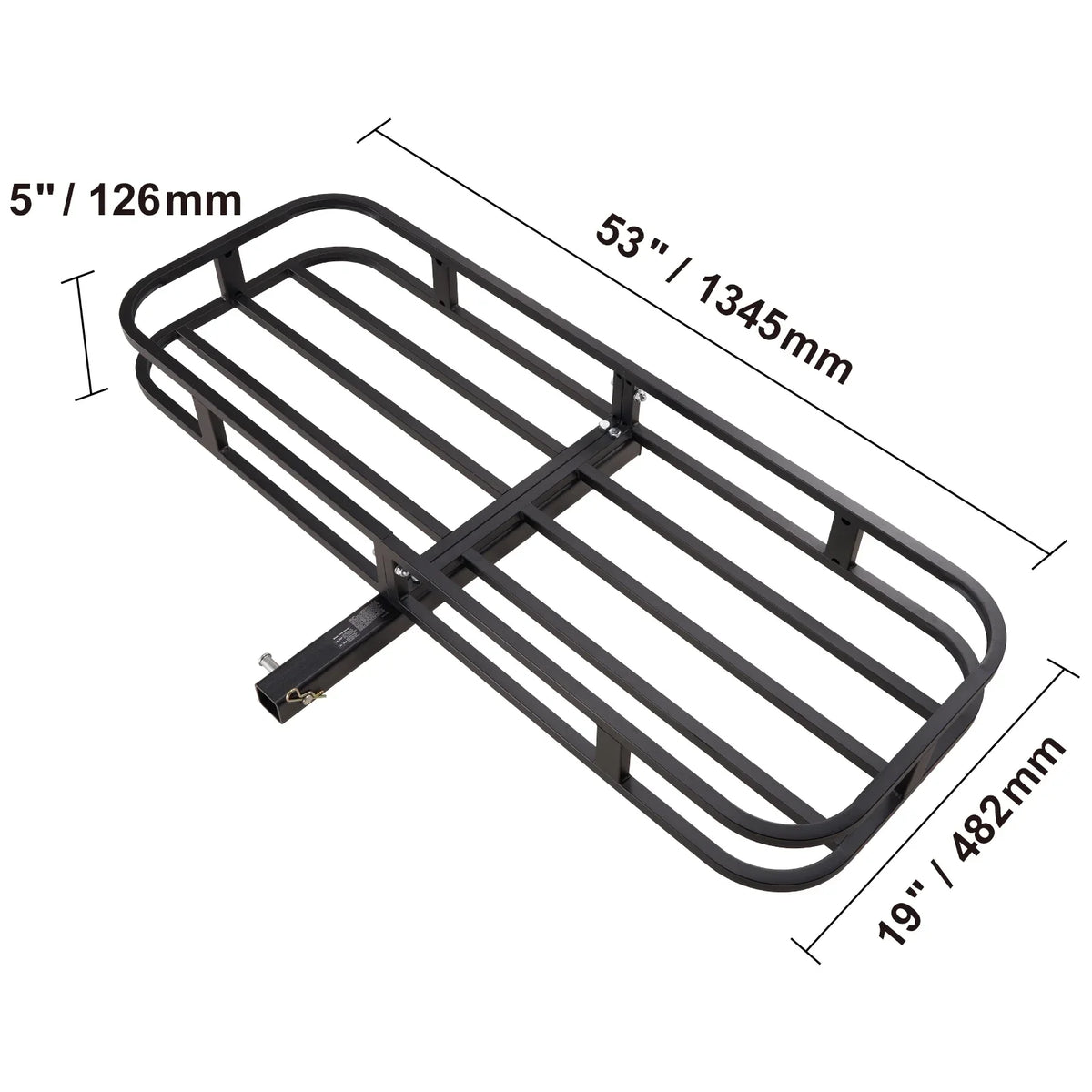Hitch Mount Cargo Carrier 500lb 53x19x5 in & Cargo Net Fits 2" Receiver