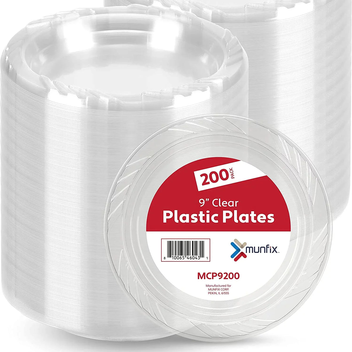 9 Inch Clear Plastic Plates 200 Bulk Pack - Disposable Plates for  Party Dinner Travel and Events, Microwavable Recyclable