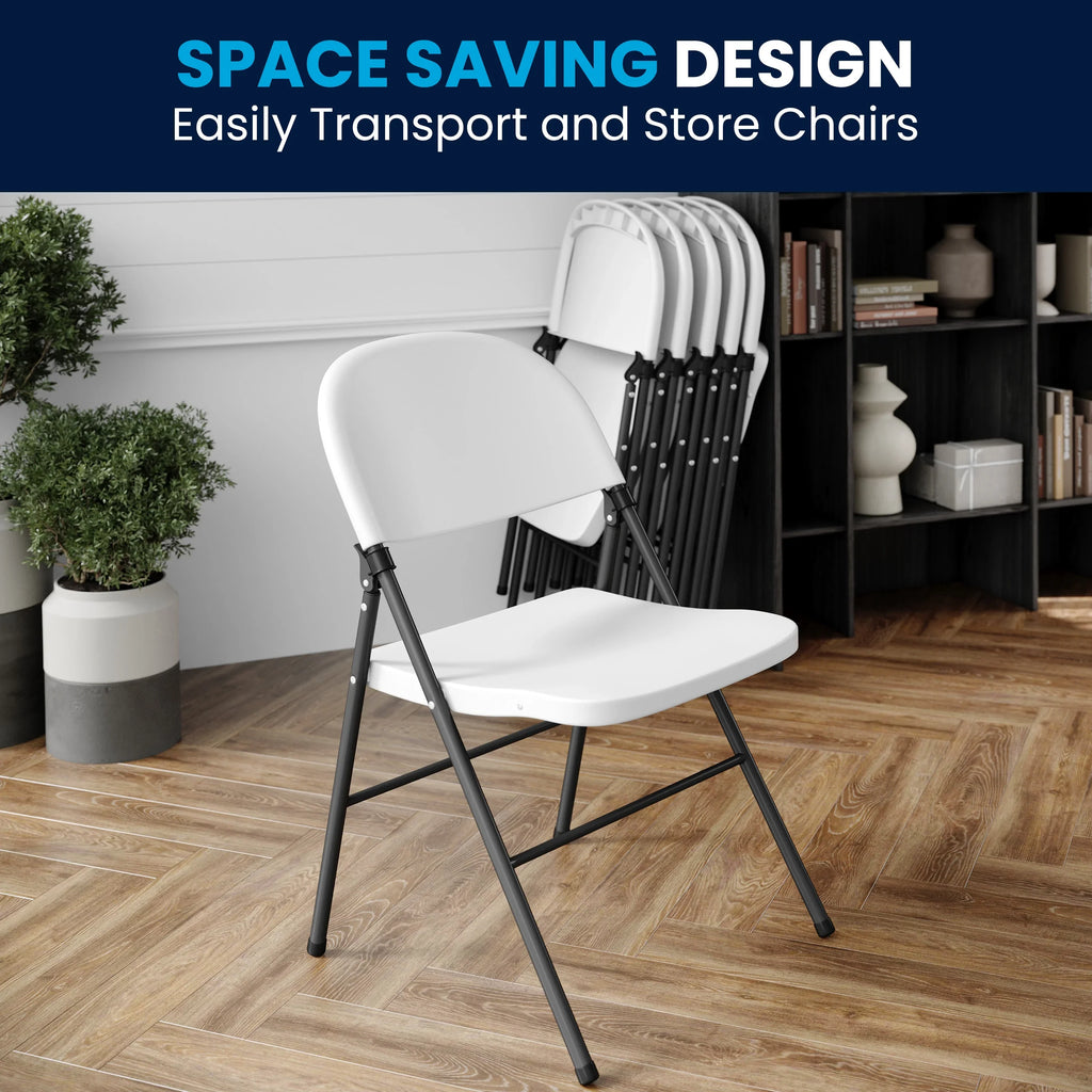 Flash Furniture  Series 330 lb. Capacity Granite White Plastic Folding Chair with Charcoal Frame