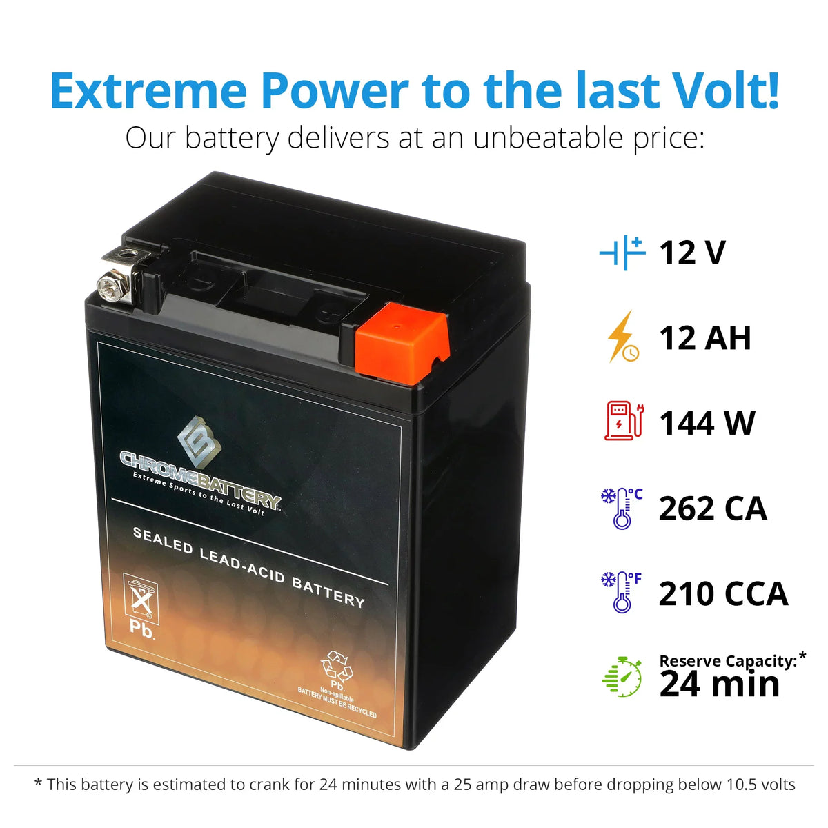 Chrome Battery - (14AHL- 12 Volt,12 Ah, 210 ) Snowmobile Battery for Arctic Cat Cougar 1993