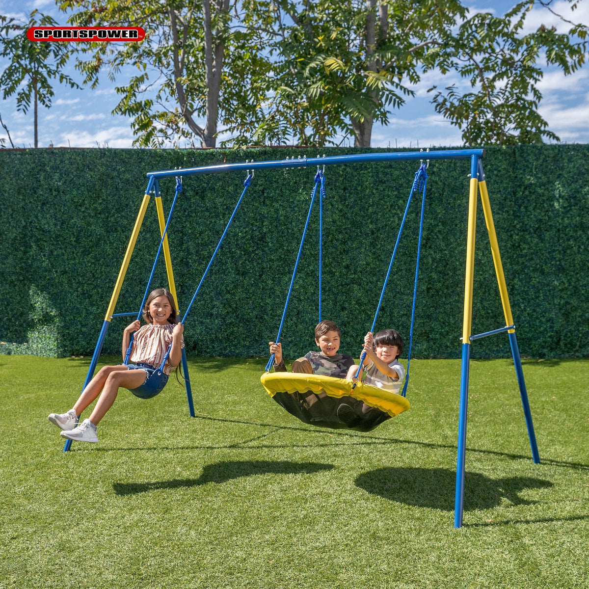 Sportspower Swing and Saucer Swing Metal Set with Heavy Duty -Frame, holds up to 300 lb.