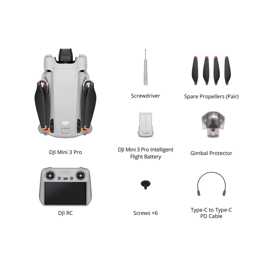 Mini 3 Pro Camera Drone Quadcopter +  Smart Controller (With Screen), 4K/60fps Video, 48MP Photo, 34min Flight Time, Tri-Directional Obstacle Sensing, Bundle w/ Deco Gear Backpack + Accessories