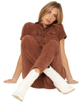 Cleo + Wolf Women's Corduroy Jumpsuit Dark Brown Large