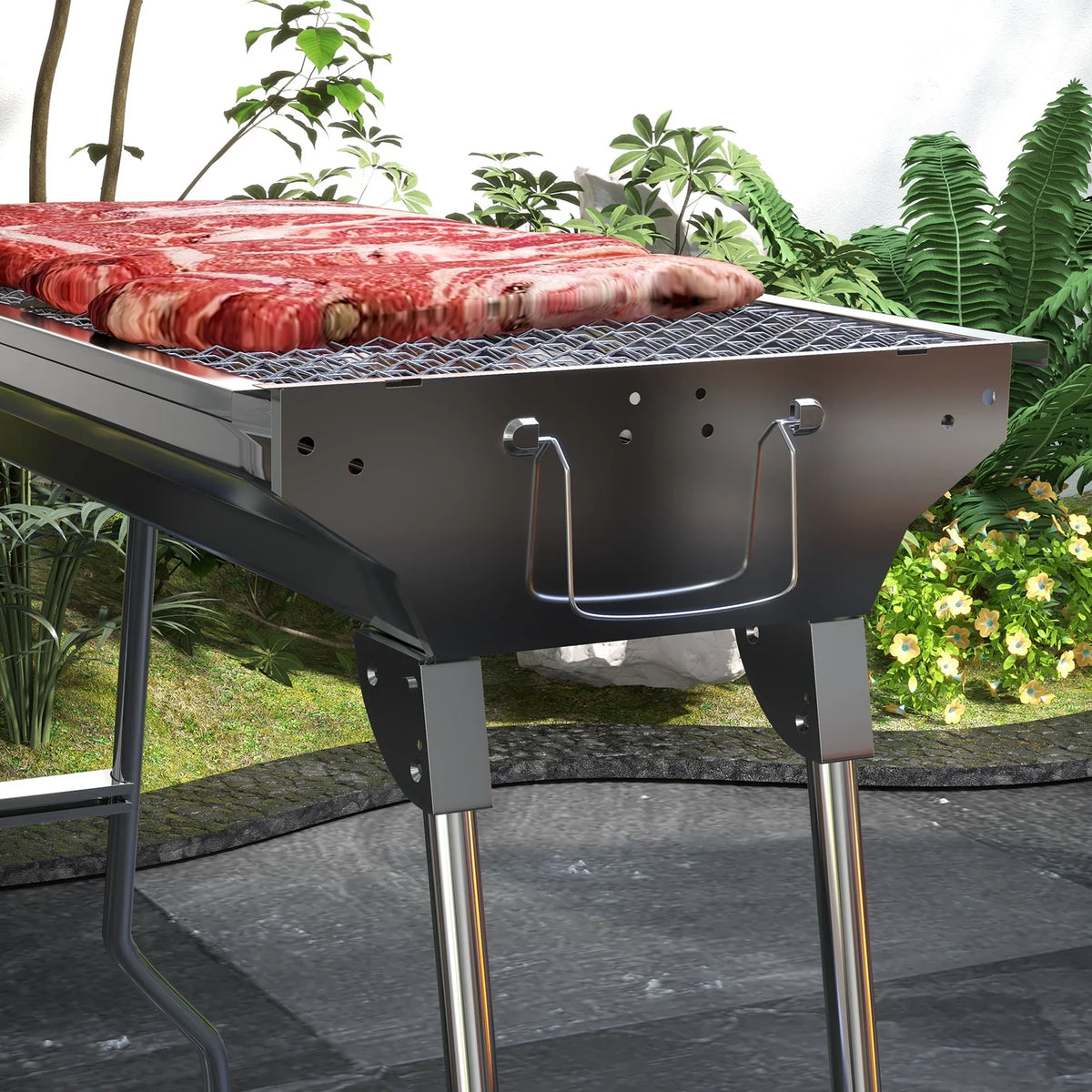 Portable Charcoal Grill,Stainless Steel Folding Outdoor  Grill for Picnic,Party Grill Rack