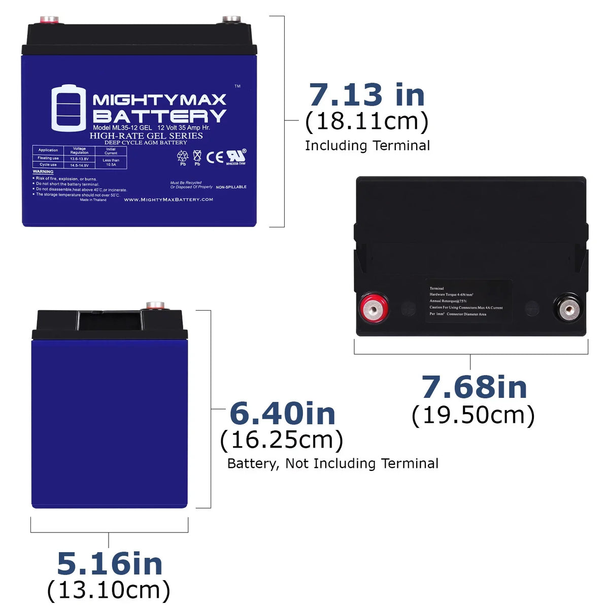 12V 35AH  Battery Replacement for Pontoon Trolling Motor