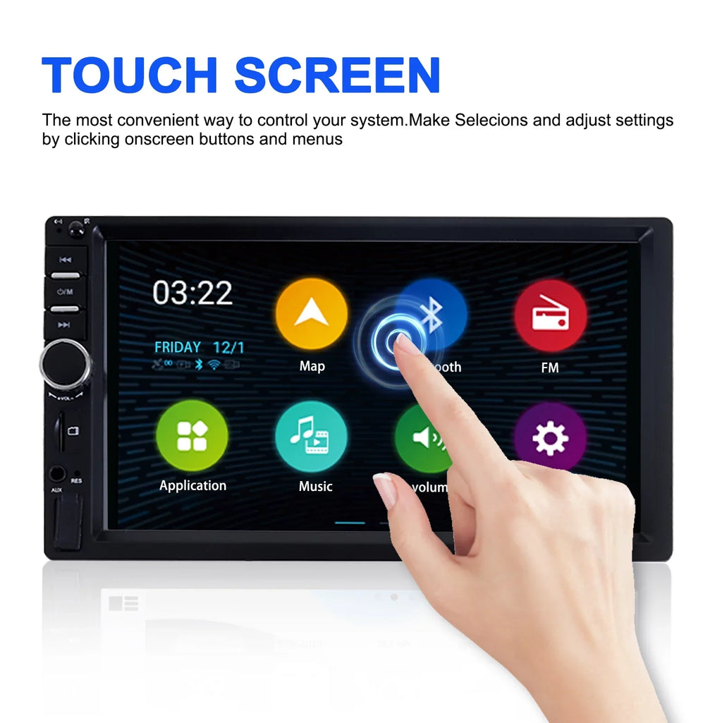 Double 2 Din Car Stereo Radio  Player, 7 Inch  Touch Screen Bluetooth Car Video Player 1080P with Backup Reversing Camera