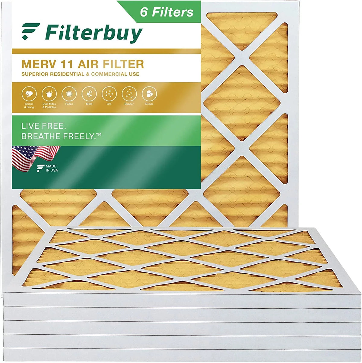 Filterbuy 12x12x1  11 Pleated   Furnace Air Filters (6-Pack)