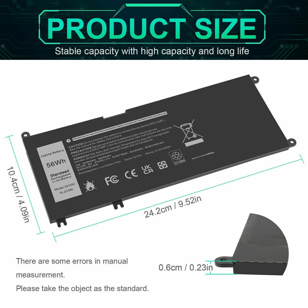 33YDH Laptop Battery For Dell Latitude 3380 3590 3580 3480 3490