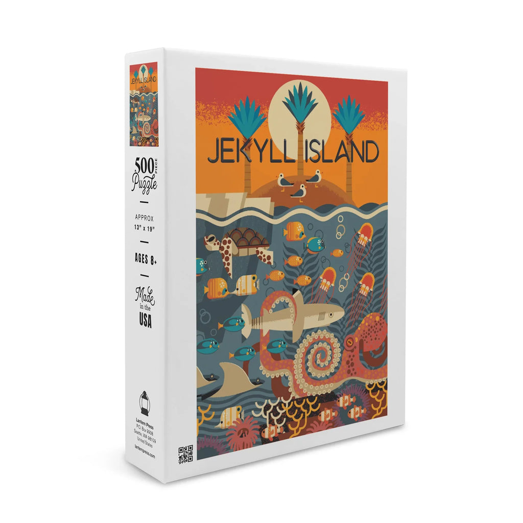 Jekyll Island, Georgia, Textured Geometric (19x27 inches, Premium 500 Piece Jigsaw Puzzle for Adults and Family, Made in )