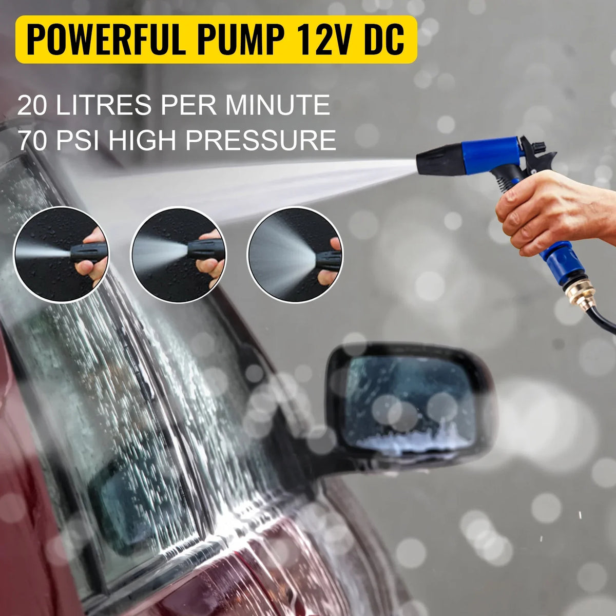 Water Pump 5.3  5.5 Gallons Per Minute 12V Water Pump Automatic 70  Diaphragm Pump with 25 Foot Coiled Hose Washdown Pumps for Boats Caravan Rv Marine Yacht