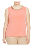 Womens Pink Sleeveless Round Neck Tank Top Plus 2X