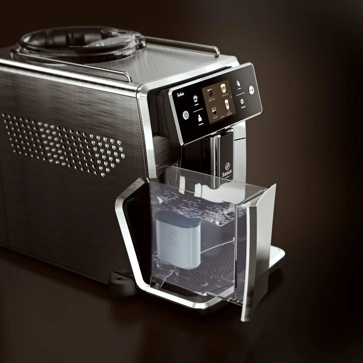Saeco Xelsis /04 Super Automatic Espresso Machine, Titanium Metal Front