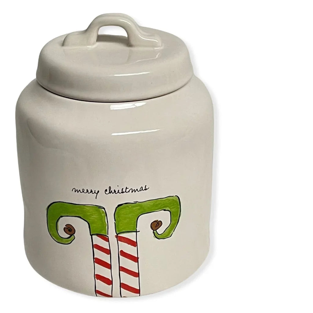 Rae Dunn    White Ceramic  Canister With Black Letters